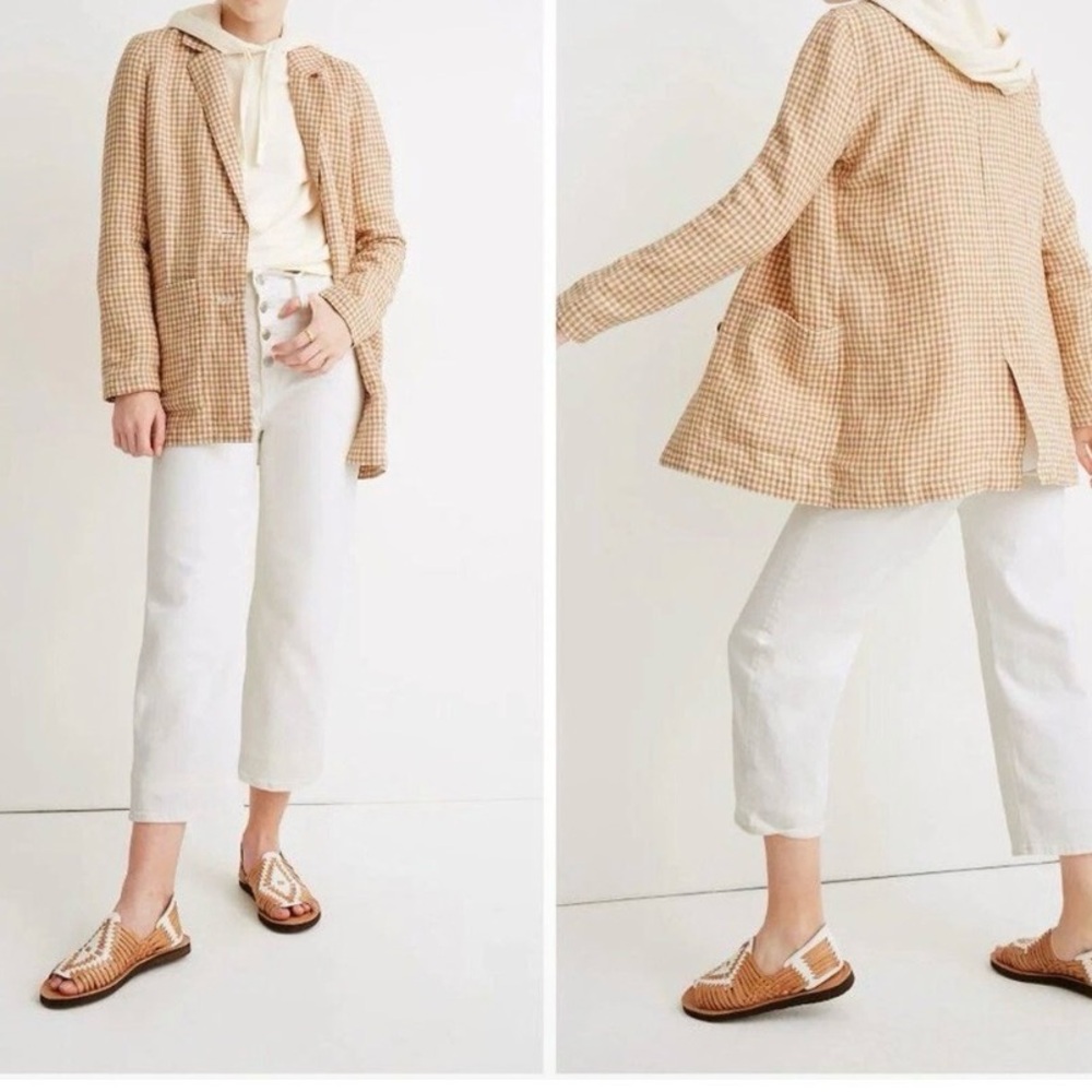 MADEWELL LINEN DORSET BLAZER IN GINGHAM CHECK SIZE S NWOT